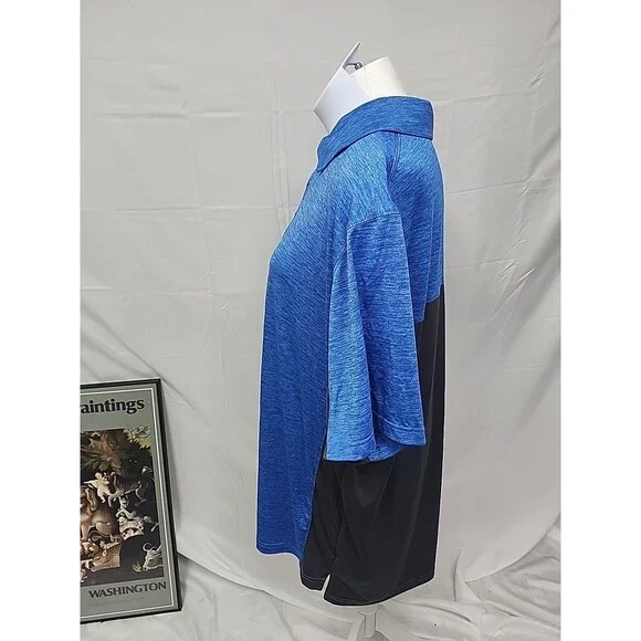 The Foundry Supply Co Men's 3XLT Polo Shirt Blue And Heather Grey Polyester - Picture 5 of 7